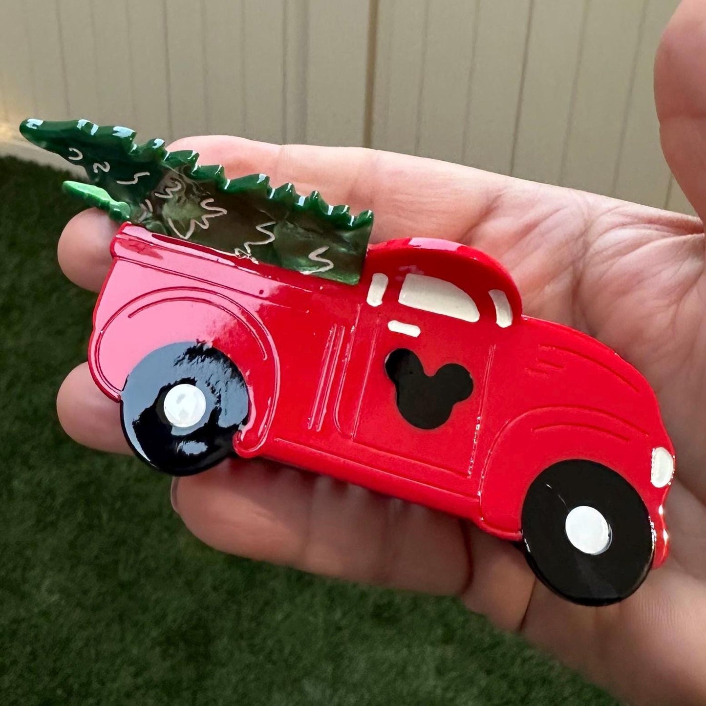 Mickey Santa Red Truck Claw Clip