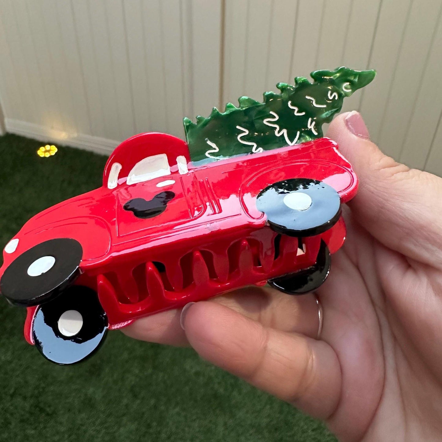 Mickey Santa Red Truck Claw Clip