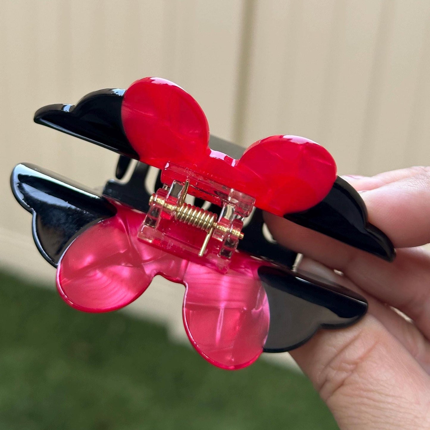 Red Bow Mouse Hair Claw Clip