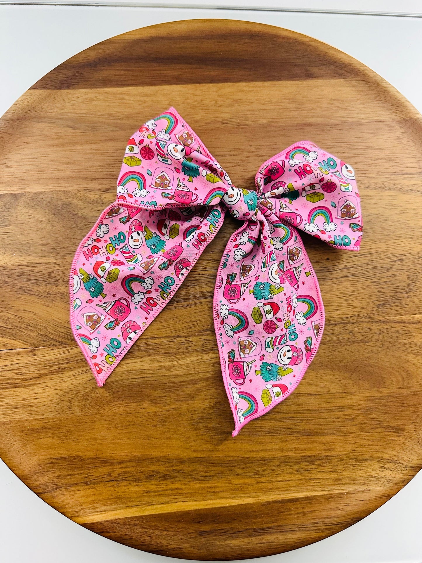 Pink Christmas Hair Bow , Hair Bow  Minnie Mouse Gingerbread, baby head bow, baby girl headband, newborn bows, baby girl bow,