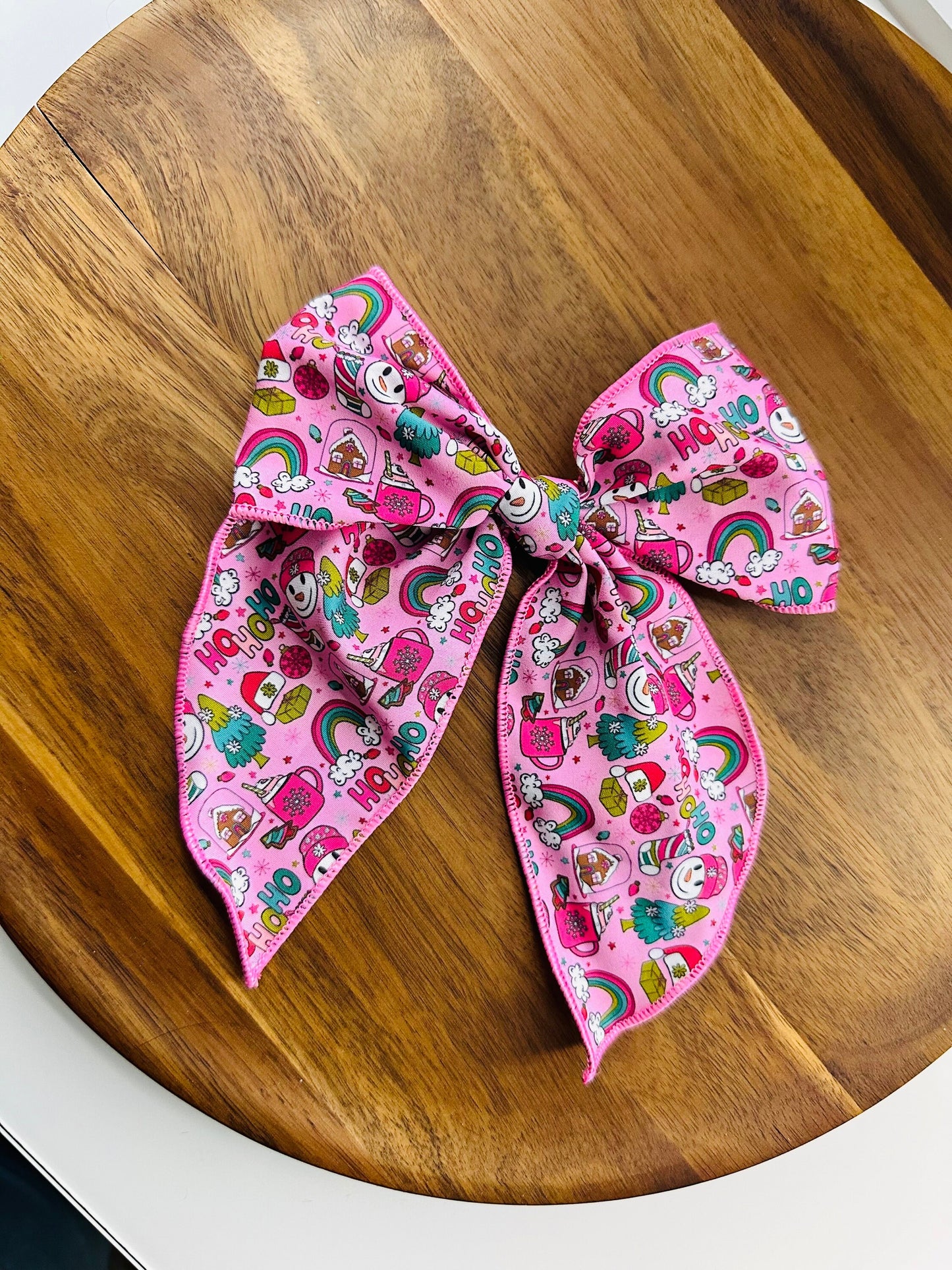 Pink Christmas Hair Bow , Hair Bow  Minnie Mouse Gingerbread, baby head bow, baby girl headband, newborn bows, baby girl bow,